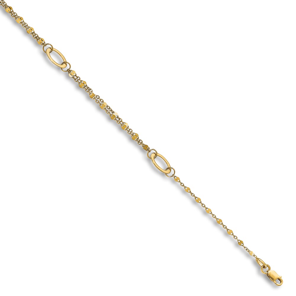 High-Polish Mirror Link Anklet 14K Yellow Gold 10\" jQnKlWbU