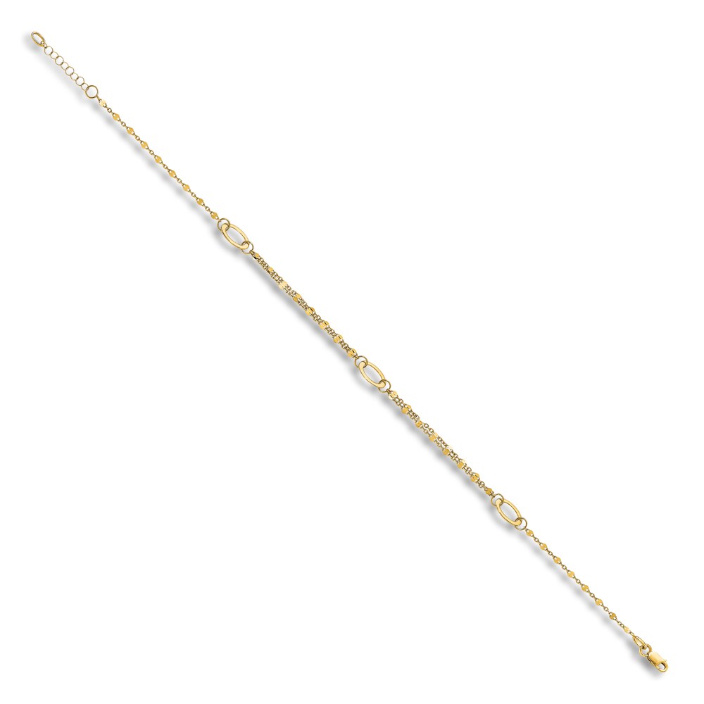 High-Polish Mirror Link Anklet 14K Yellow Gold 10\" jQnKlWbU