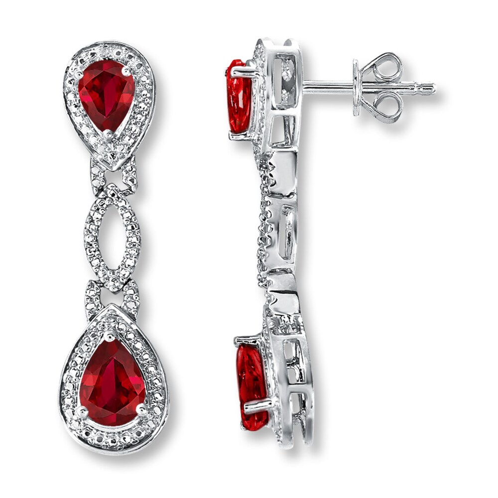 Lab-Created Ruby Earrings Diamond Accents Sterling Silver jQt73t4k