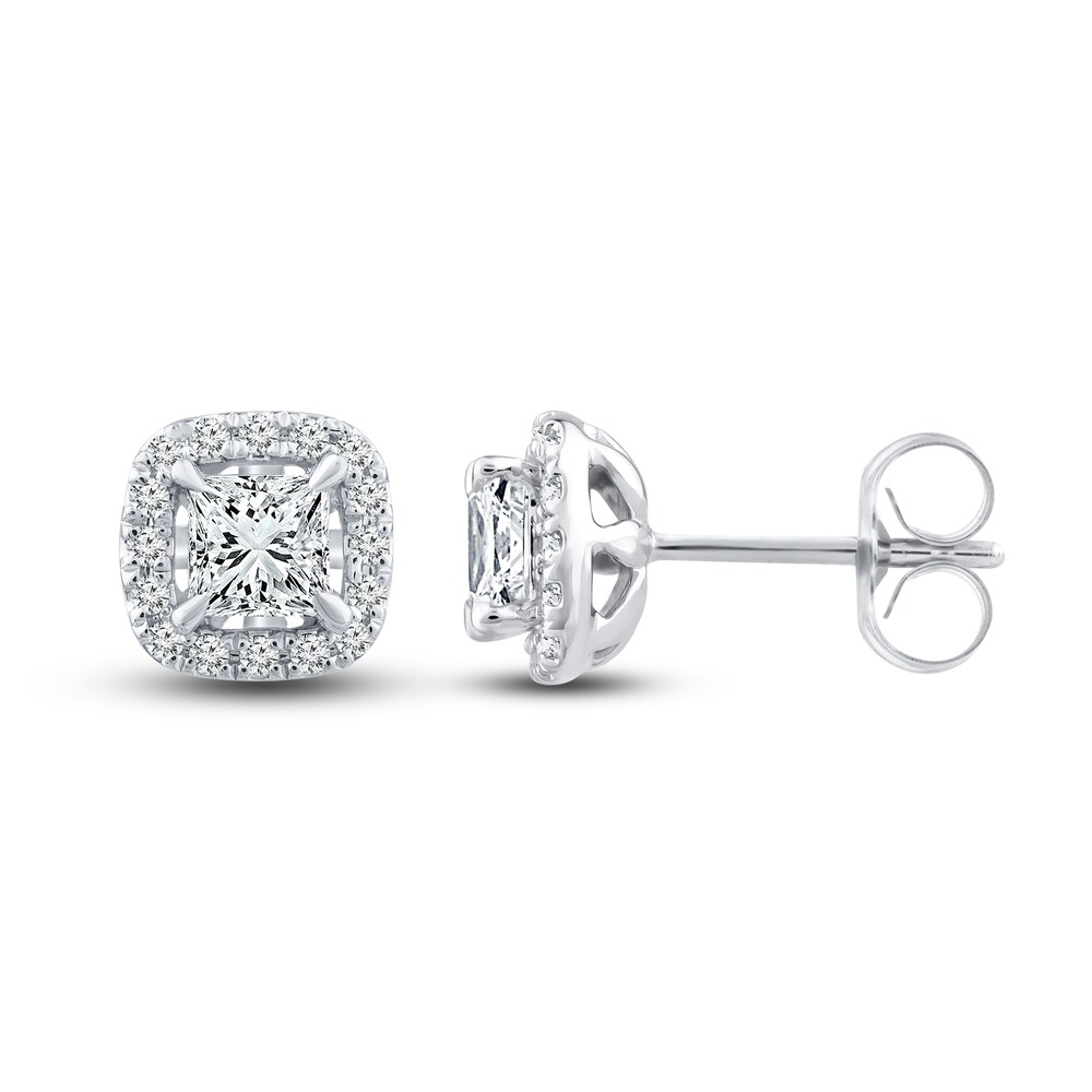 Diamond Stud Earrings 3/4 ct tw Round/Princess 10K White Gold jUNvo6UZ