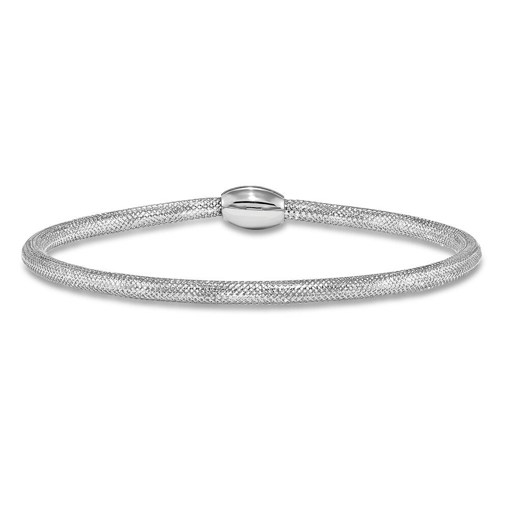 Polished Mesh Stretch Bracelet 14K White Gold jX5PDmrD