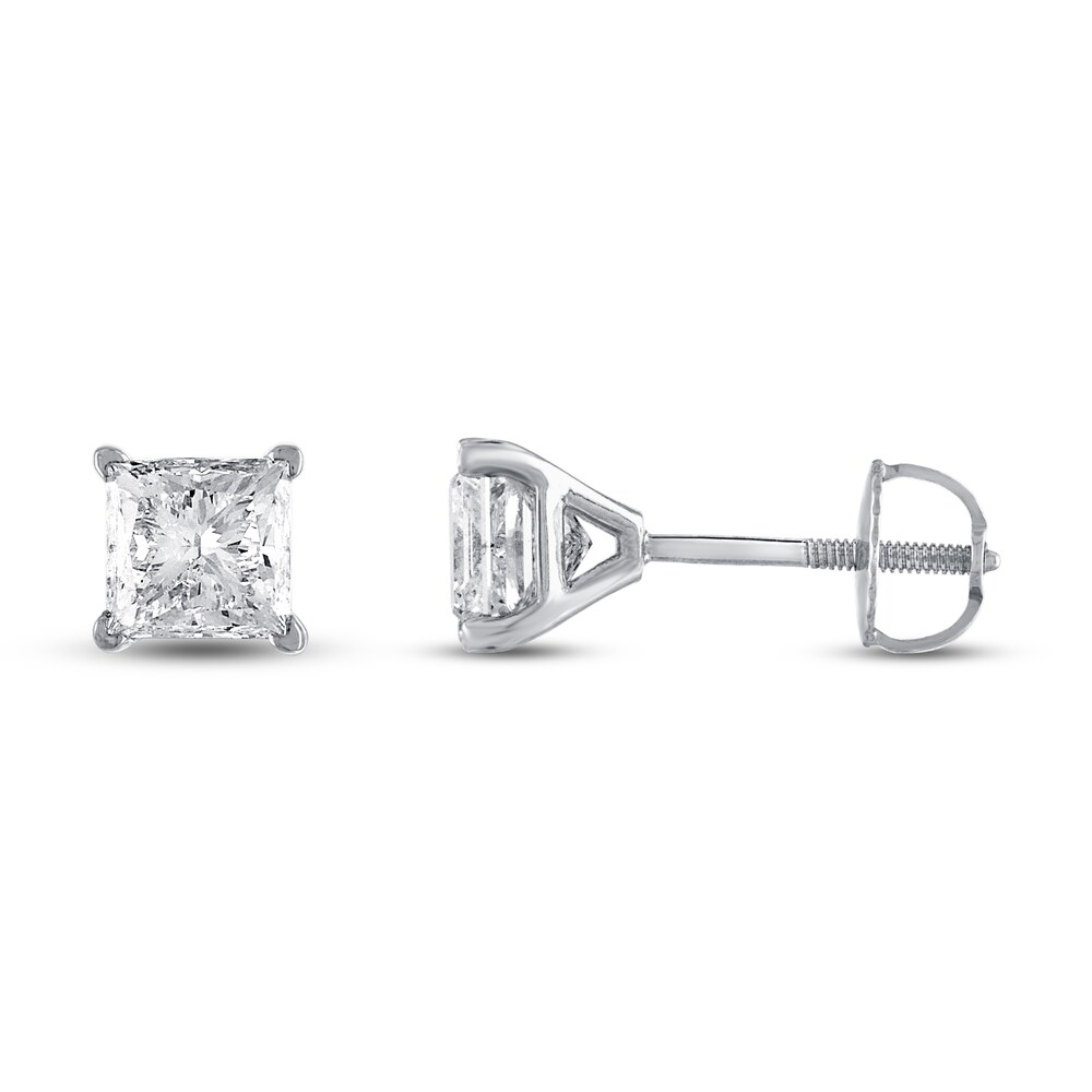 Diamond Solitaire Earrings 2 ct tw Princess 18K White Gold (SI2/I) jZhkiHht