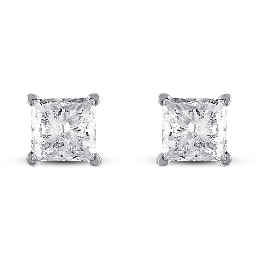 Diamond Solitaire Earrings 2 ct tw Princess 18K White Gold (SI2/I) jZhkiHht