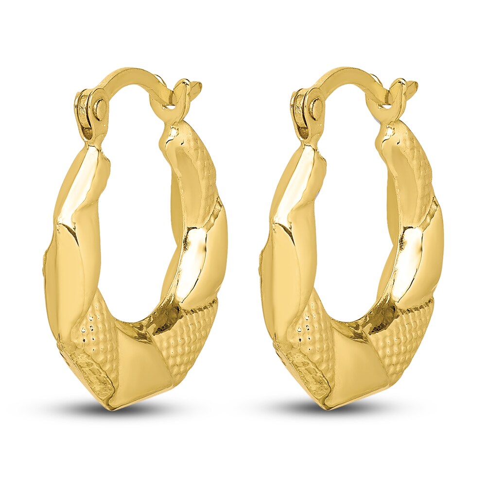 Scalloped Hoop Earrings 10K Yellow Gold jcN0ZFXC