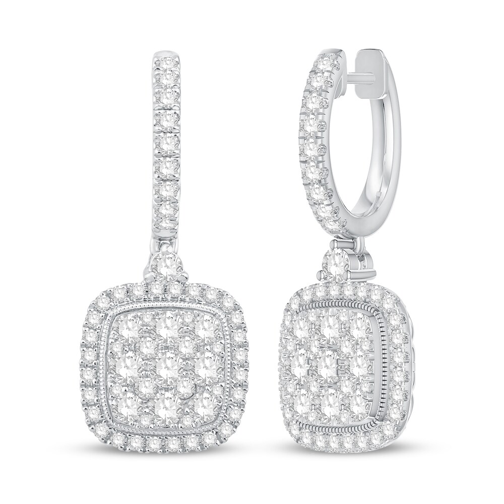 Diamond Dangle Earrings 1-3/4 ct tw Round 14K White Gold jdUsWPqV