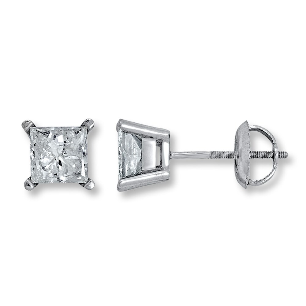 Diamond Earrings 1-1/4 ct tw Princess-cut 14K White Gold (I2/I) jrdFNWXD