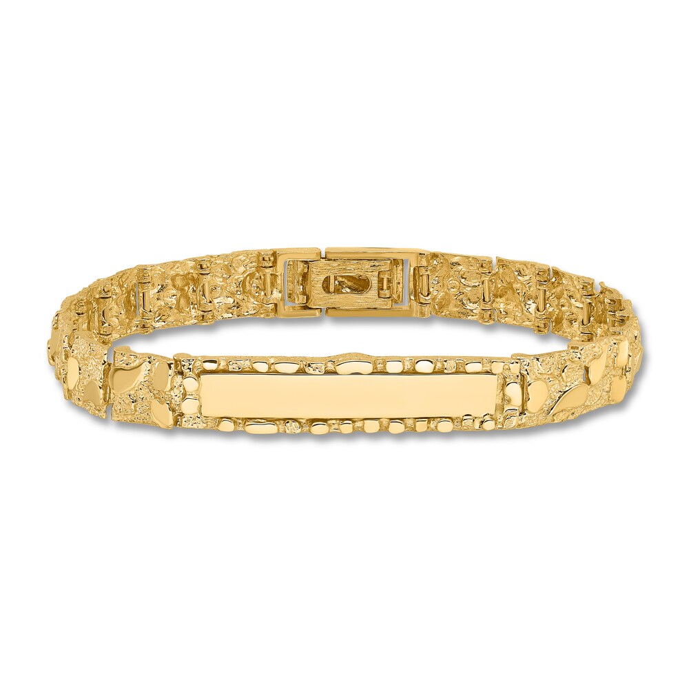 Men's Link ID Bracelet 14K Yellow Gold 10.0mm 8" jrve2OAI