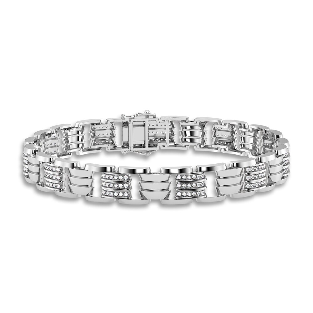 Men's Diamond Bracelet 1 ct tw Round 14K White Gold 8.5" jx7KWGoH