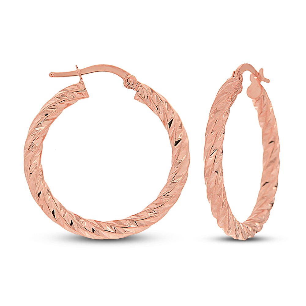 Patterned Hoop Earrings 14K Rose Gold k3PsgWJQ