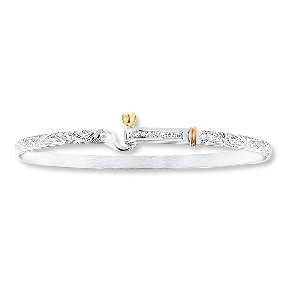 Bangle Bracelet Diamond Accents Sterling Silver/14K Gold kR9eIGo4