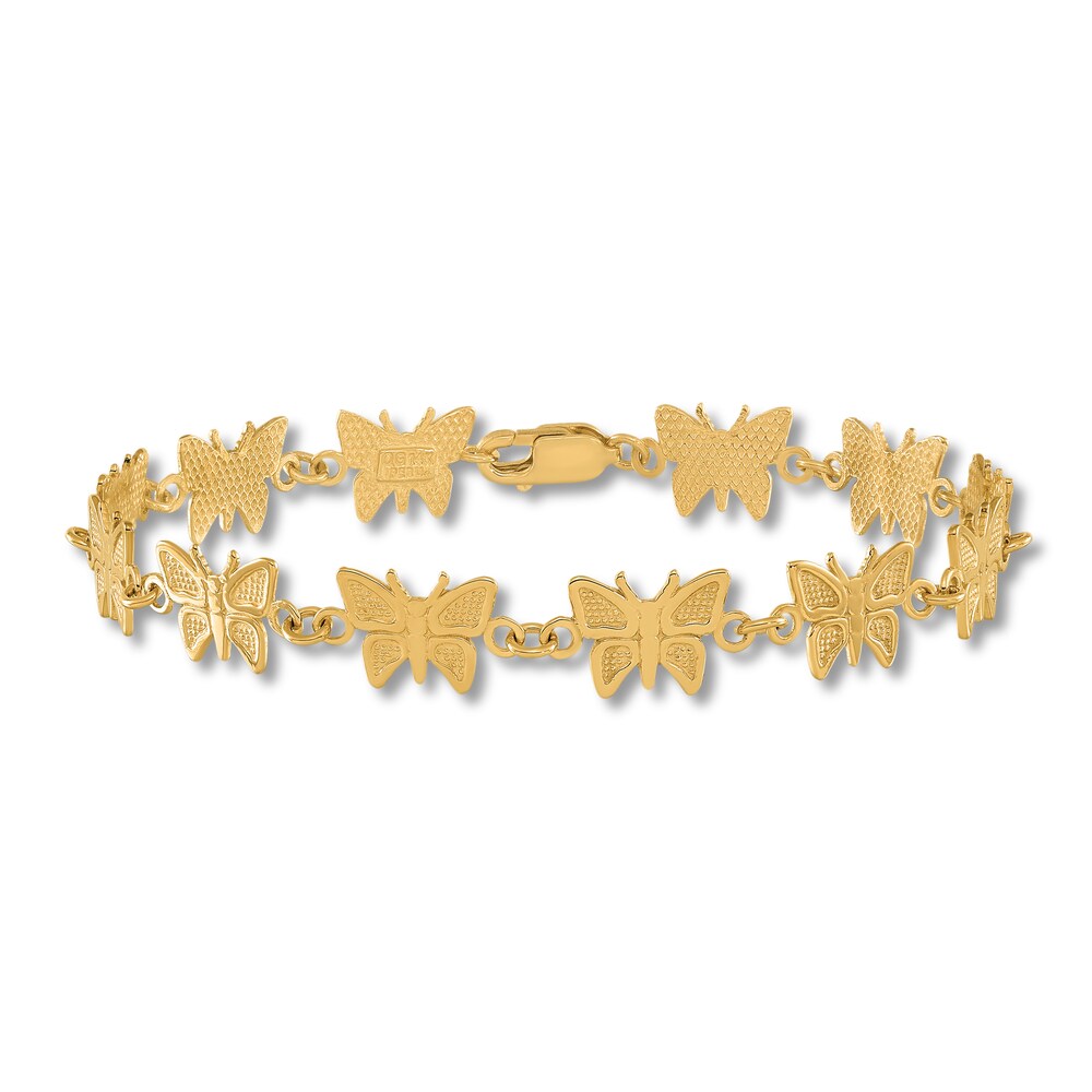 Polished Butterfly Bracelet 14K Yellow Gold 7" kRoYhR0U