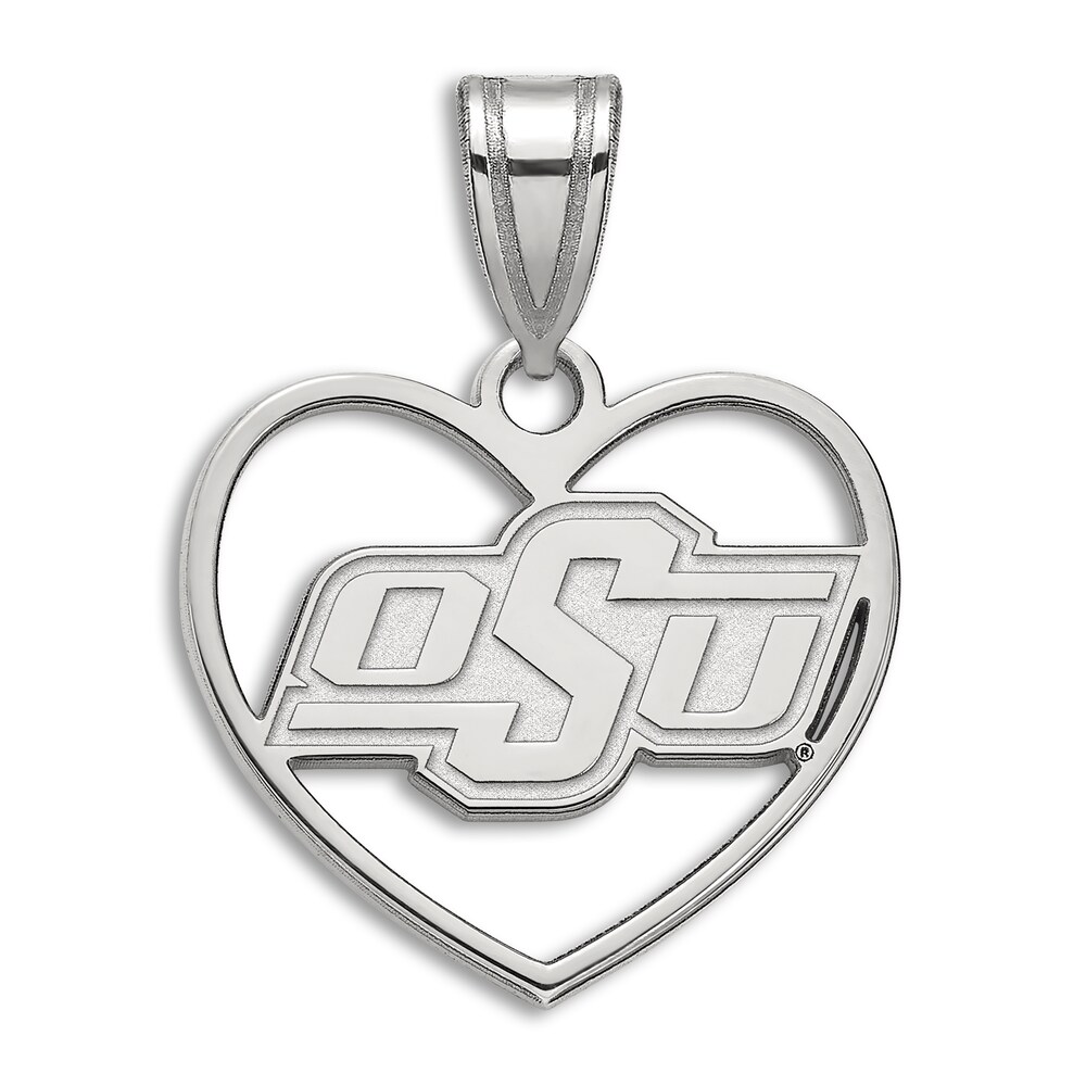 Oklahoma State University Heart Necklace Charm Sterling Silver kX73Hcut