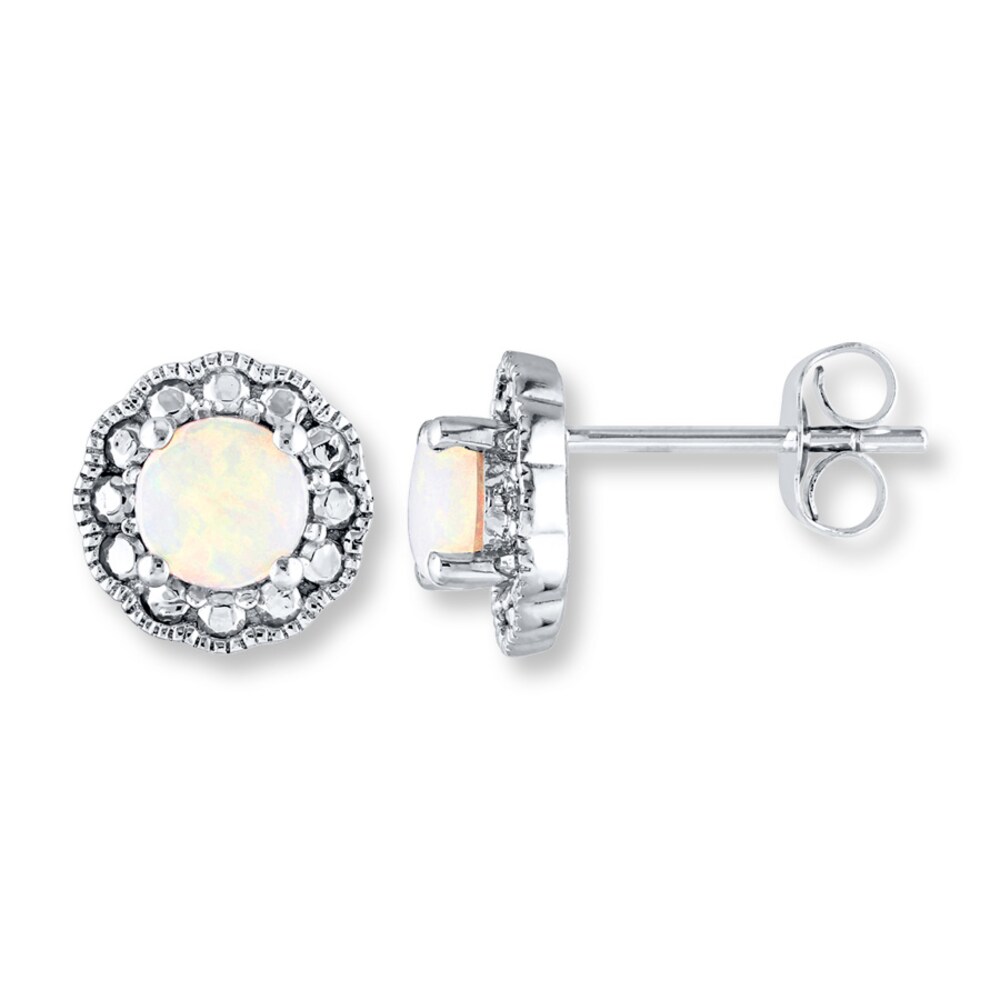 Natural Opal Earrings 10K White Gold kcodbibm