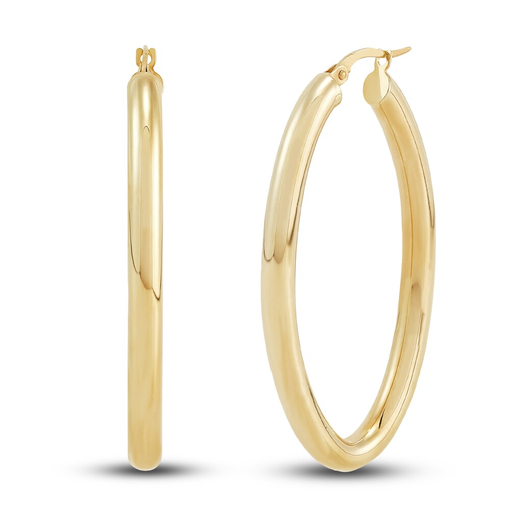 Tube Hoop Earrings 10K Yellow Gold 35mm kfL5lQMW