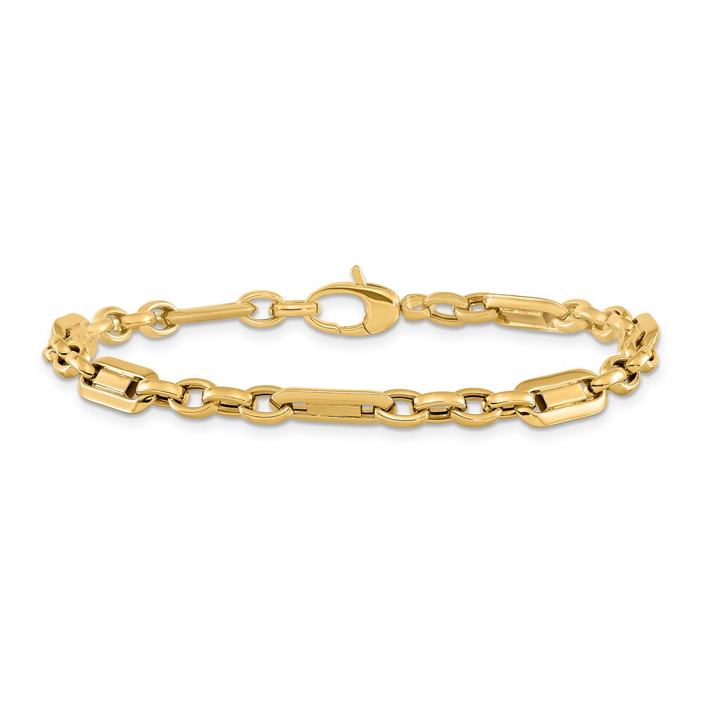 Polished Fancy Link Bracelet 14K Yellow Gold 7.5" kfMvp1Ce