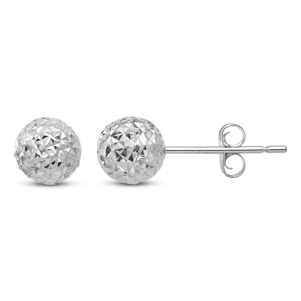 Diamond-Cut Ball Stud Earrings 14K White Gold khKdFq3I