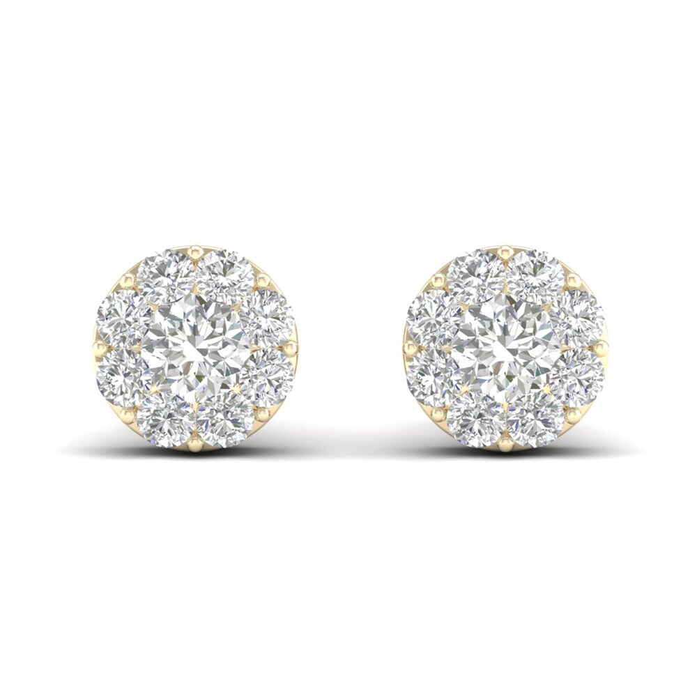 Diamond Stud Earrings 1 1/2 ct tw Round 14K Yellow Gold kjaYh25D