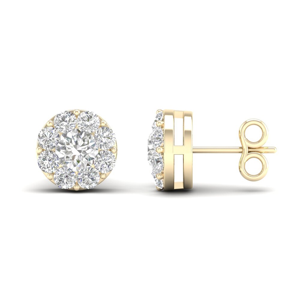 Diamond Stud Earrings 1 1/2 ct tw Round 14K Yellow Gold kjaYh25D