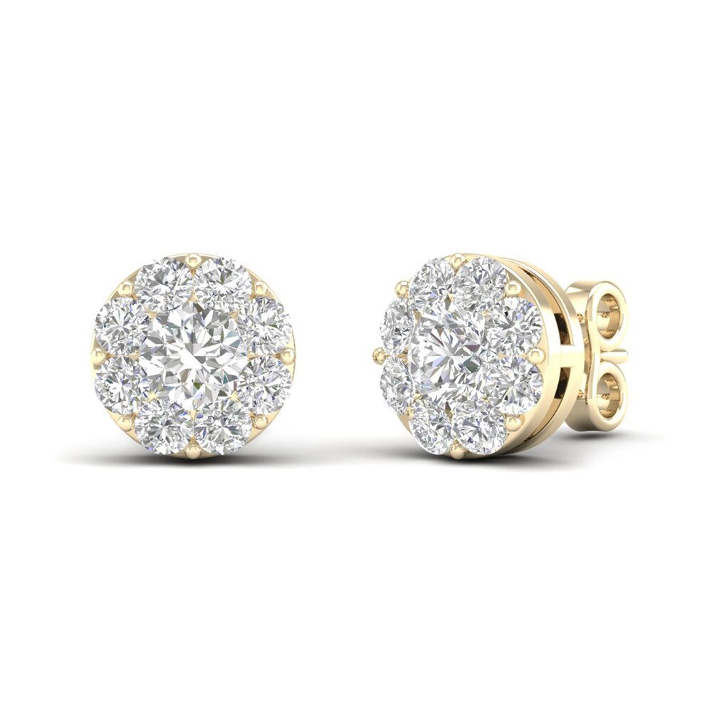 Diamond Stud Earrings 1 1/2 ct tw Round 14K Yellow Gold kjaYh25D