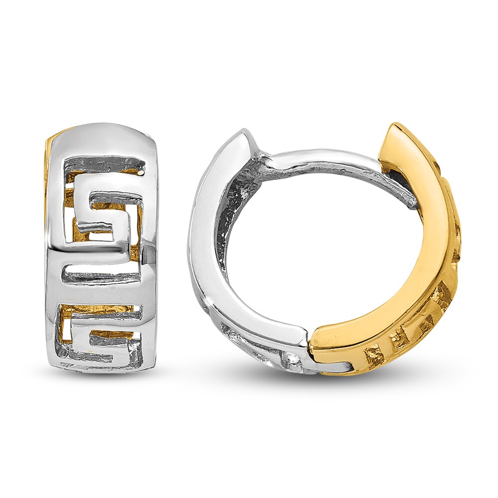Hinged Hoop Earrings 14K Two-Tone Gold kllnca46