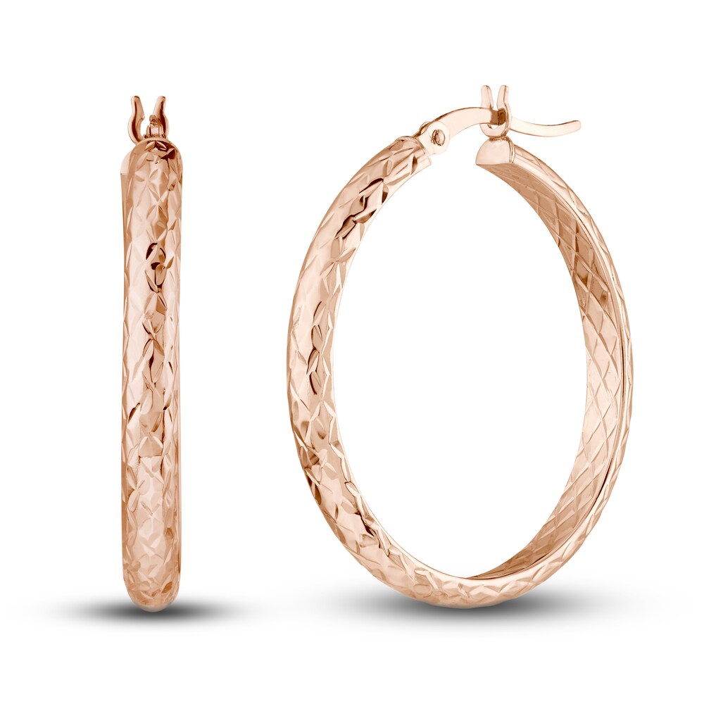 Diamond-Cut In/Out Hoop Earrings 14K Rose Gold 30mm kmQxCIlA