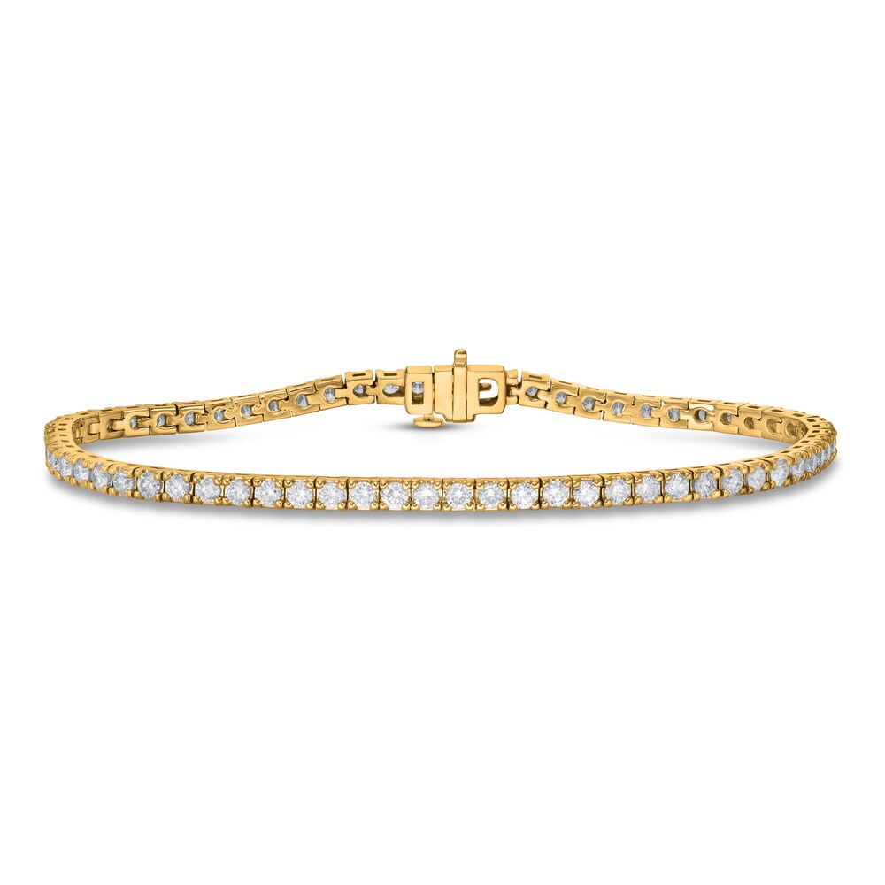 Lab-Created Diamond Tennis Bracelet 3 ct tw Round 14K Yellow Gold kurCUcGw