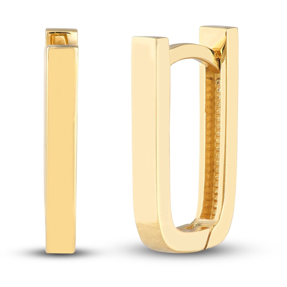 Polished U-Shaped Huggie Earrings 14K Yellow Gold 14mm kwfcvD66