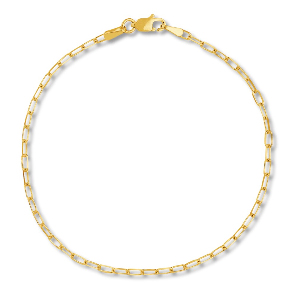 Paper Clip Chain Bracelet 14K Yellow Gold 7.25" l3X2gkT7