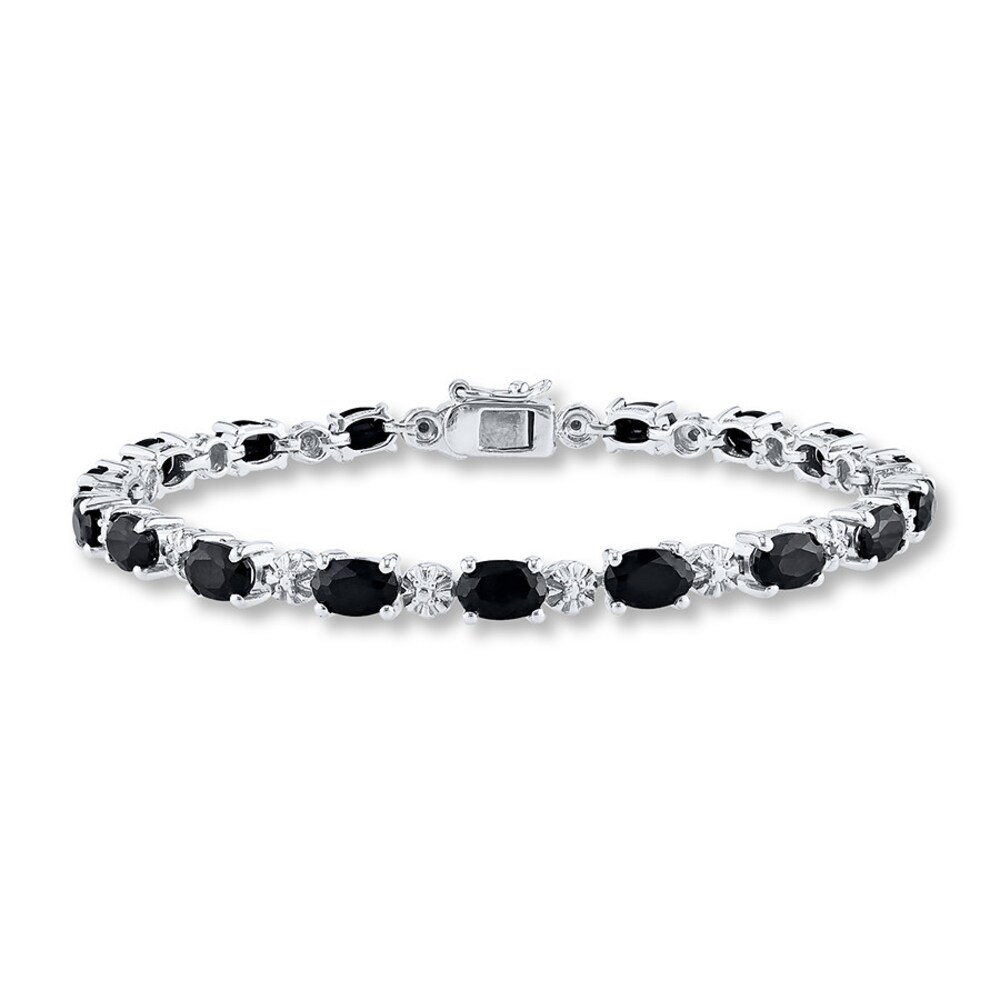 Natural Sapphire Bracelet Diamond Accents Sterling Silver l5IUeaPz