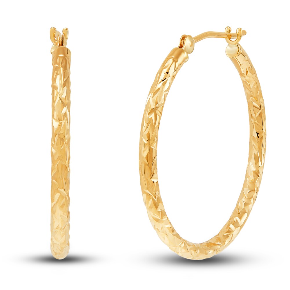 Diamond-Cut Tube Hoop Earrings 14K Yellow Gold l5xN2lUw