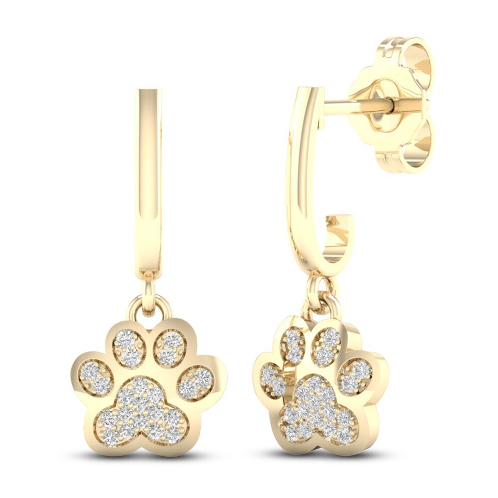 Diamond Paw Earrings 1/10 ct tw Round 10K Yellow Gold l6xGJiaD