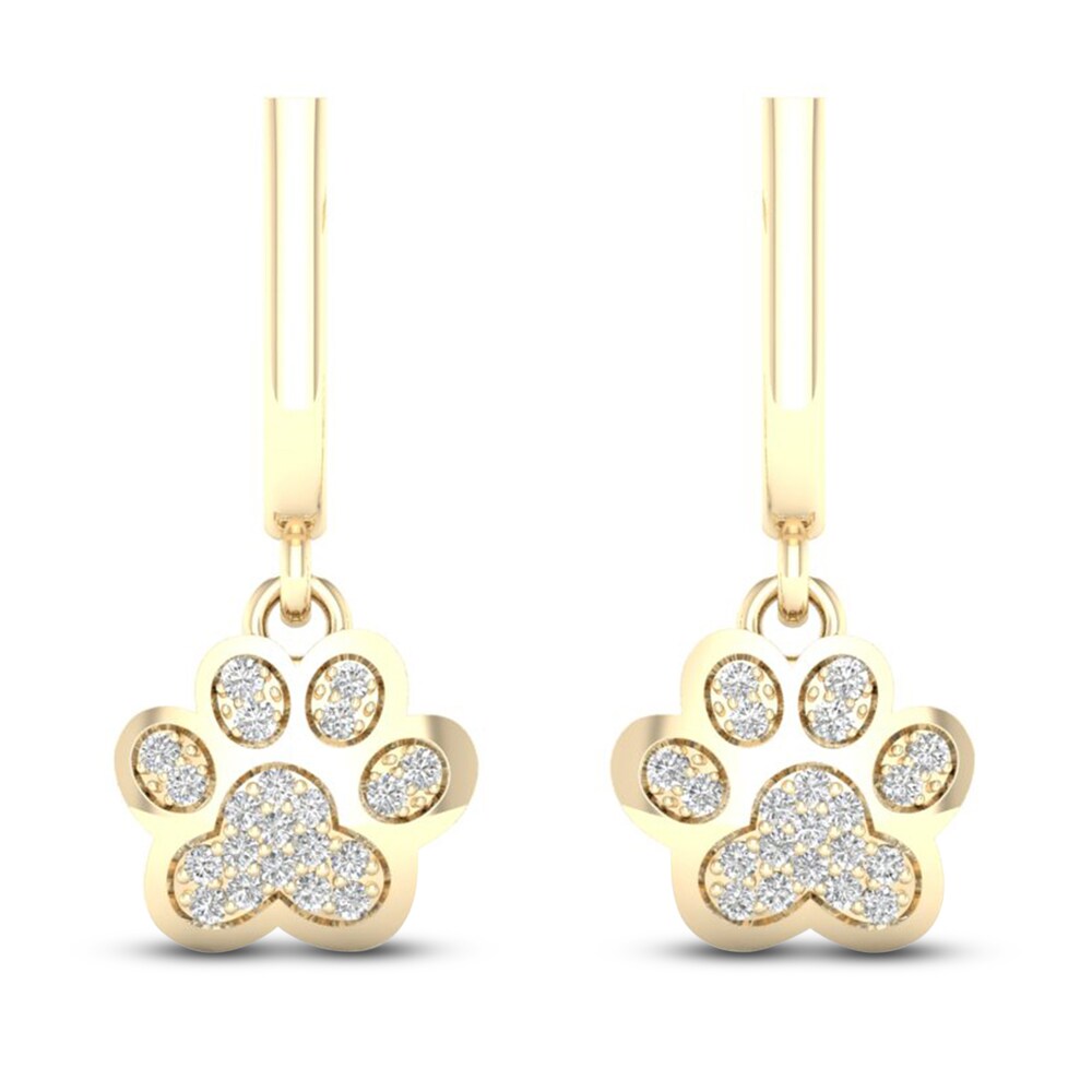 Diamond Paw Earrings 1/10 ct tw Round 10K Yellow Gold l6xGJiaD