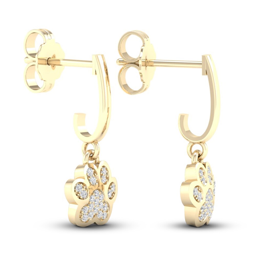 Diamond Paw Earrings 1/10 ct tw Round 10K Yellow Gold l6xGJiaD