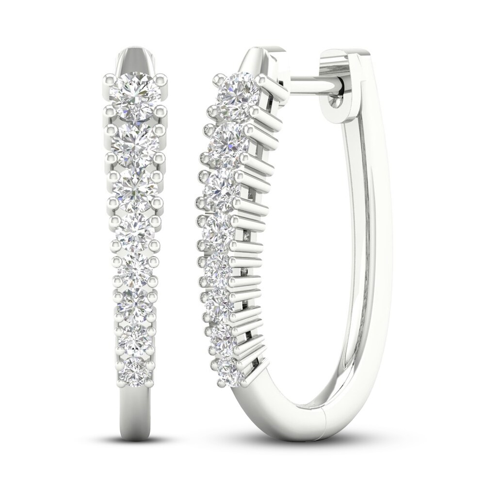 Lab-Created Diamond Hoop Earrings 1 ct tw Round 14K White Gold lAyXPHvW