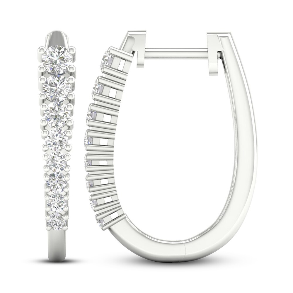 Lab-Created Diamond Hoop Earrings 1 ct tw Round 14K White Gold lAyXPHvW