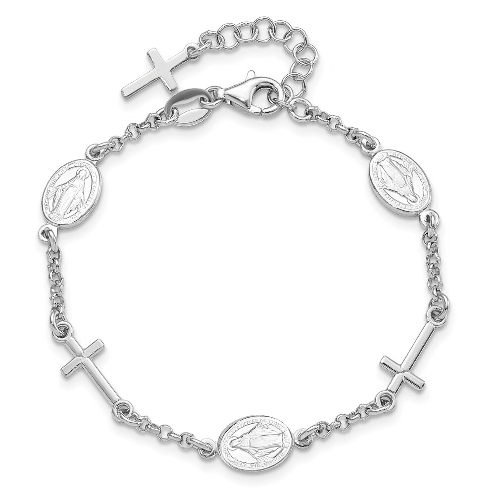 Cross Miraculous Medal Bracelet Sterling Silver lBaTz8w1