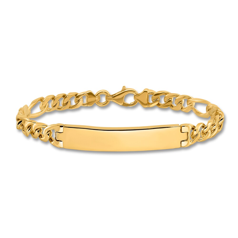 Men's Figaro Chain Bracelet 14K Yellow Gold 7.0mm 8" lDCb48OL