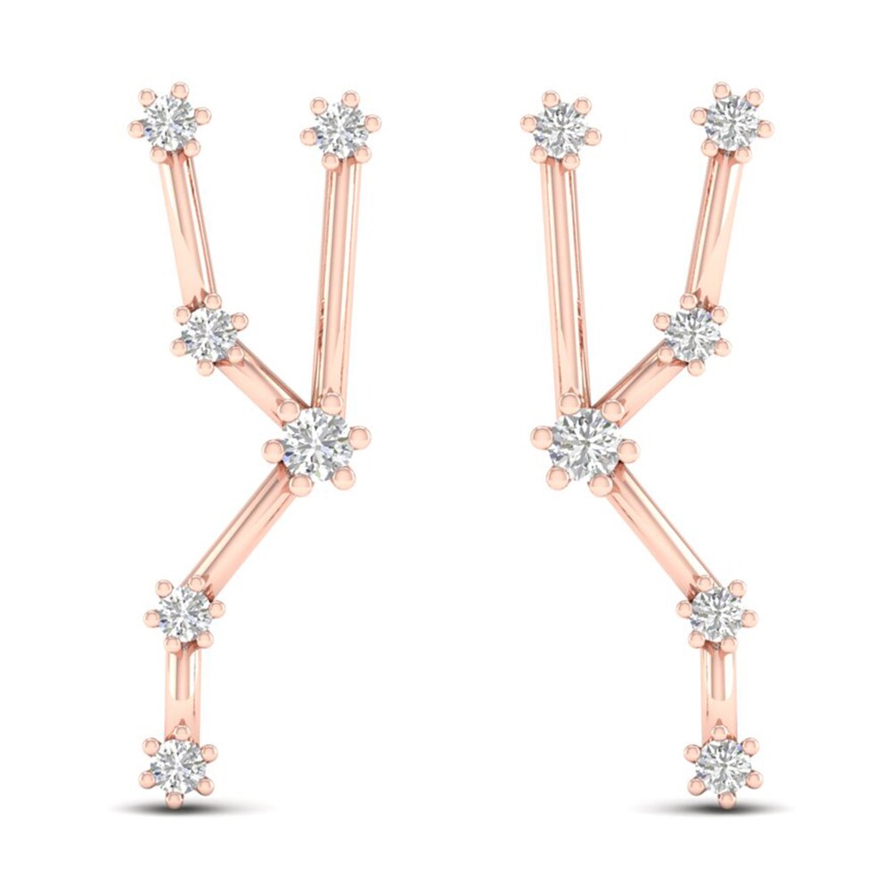 Diamond Taurus Constellation Earrings 1/8 ct tw Round 14K Rose Gold lG6YpJGu [lG6YpJGu]