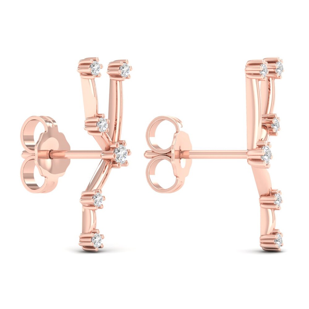 Diamond Taurus Constellation Earrings 1/8 ct tw Round 14K Rose Gold lG6YpJGu