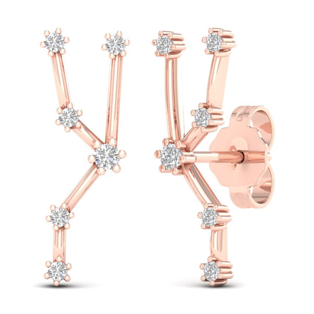 Diamond Taurus Constellation Earrings 1/8 ct tw Round 14K Rose Gold lG6YpJGu