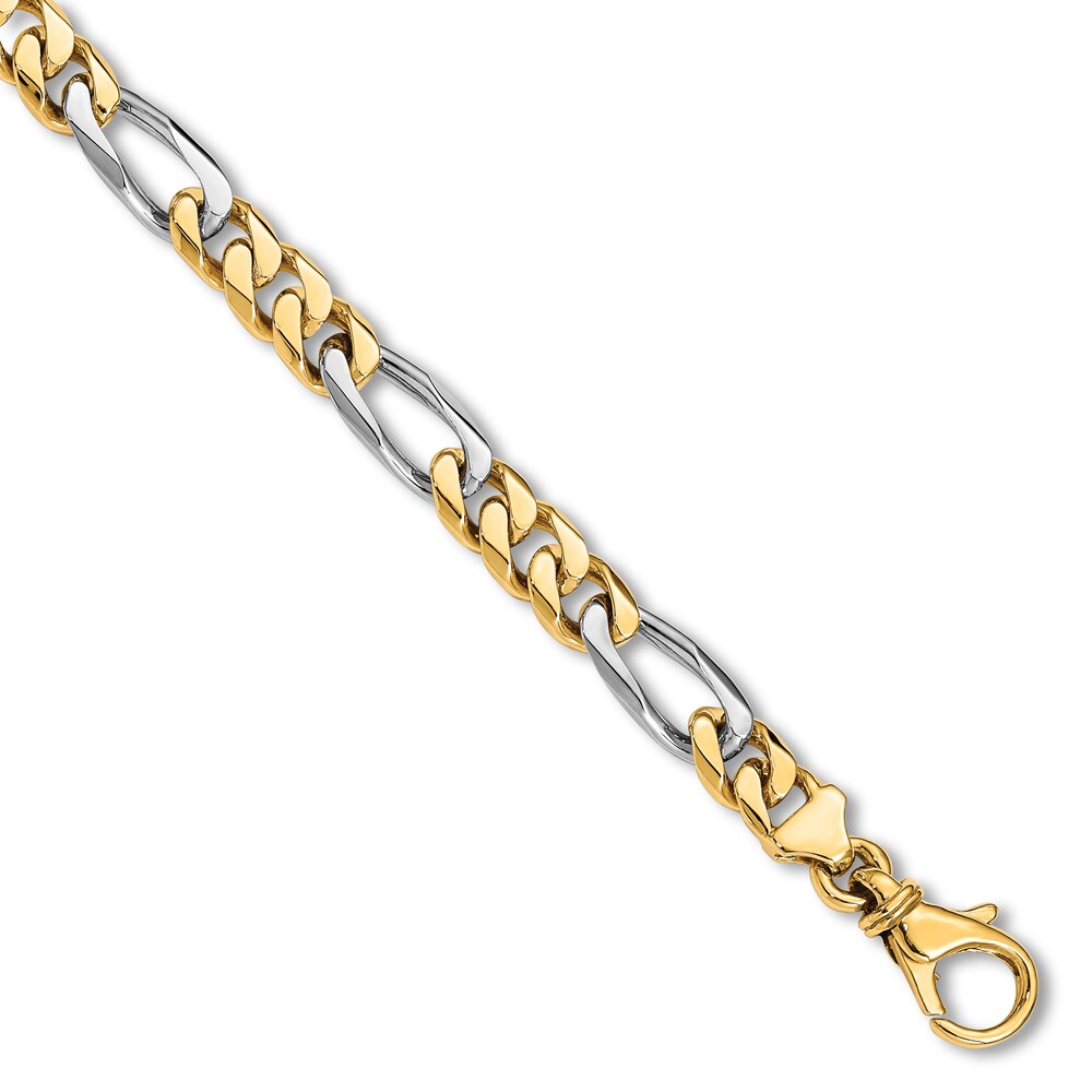 Men's High-Polish Figaro Link Bracelet 14K Two-Tone Gold 8" lKBO32gr