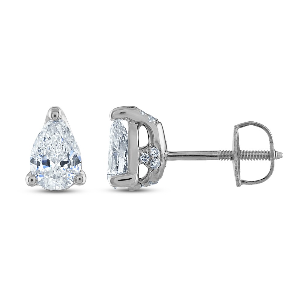Royal Asscher Diamond Solitaire Stud Earrings 1 ct tw Pear-shaped 14K White Gold (SI2/I) lL1HcJ05