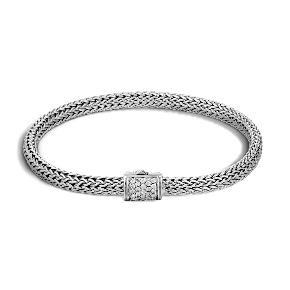 John Hardy Classic Chain 5MM Bracelet in Silver with Diamonds, Large lNdyb7Id