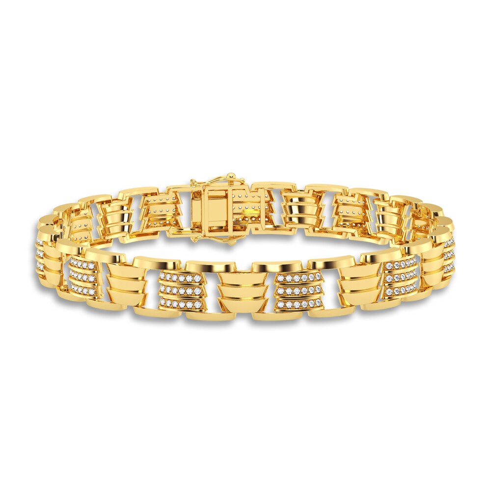 Men's Diamond Bracelet 1 ct tw Round 14K Yellow Gold 8.5" lNfJXo08