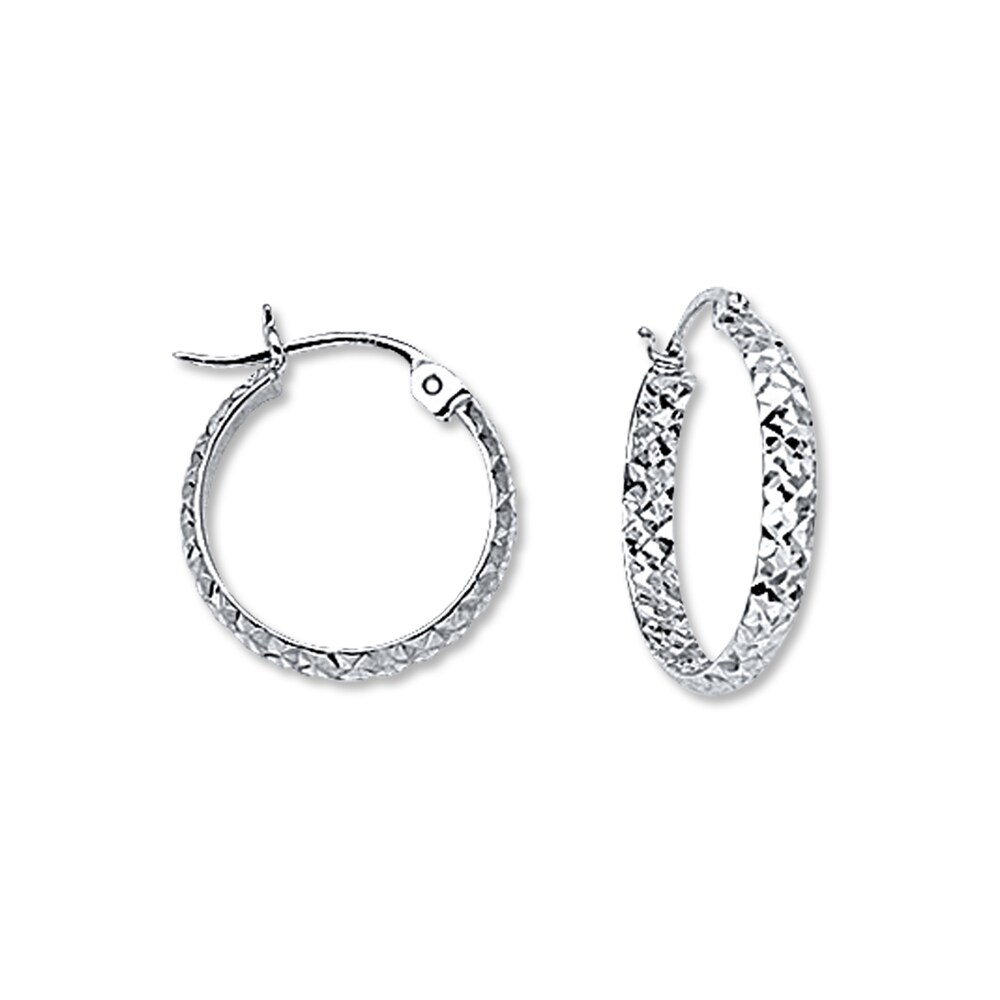 Hoop Earrings 14K White Gold 15mm lPeDpGOo