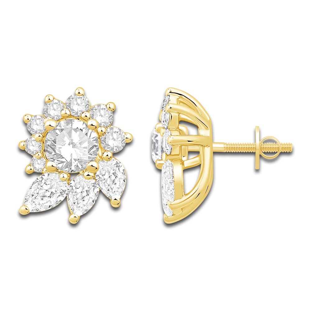 Diamond Floral Halo Earring Jackets 1 ct tw Pear/Round 14K Yellow Gold lUTih2vl