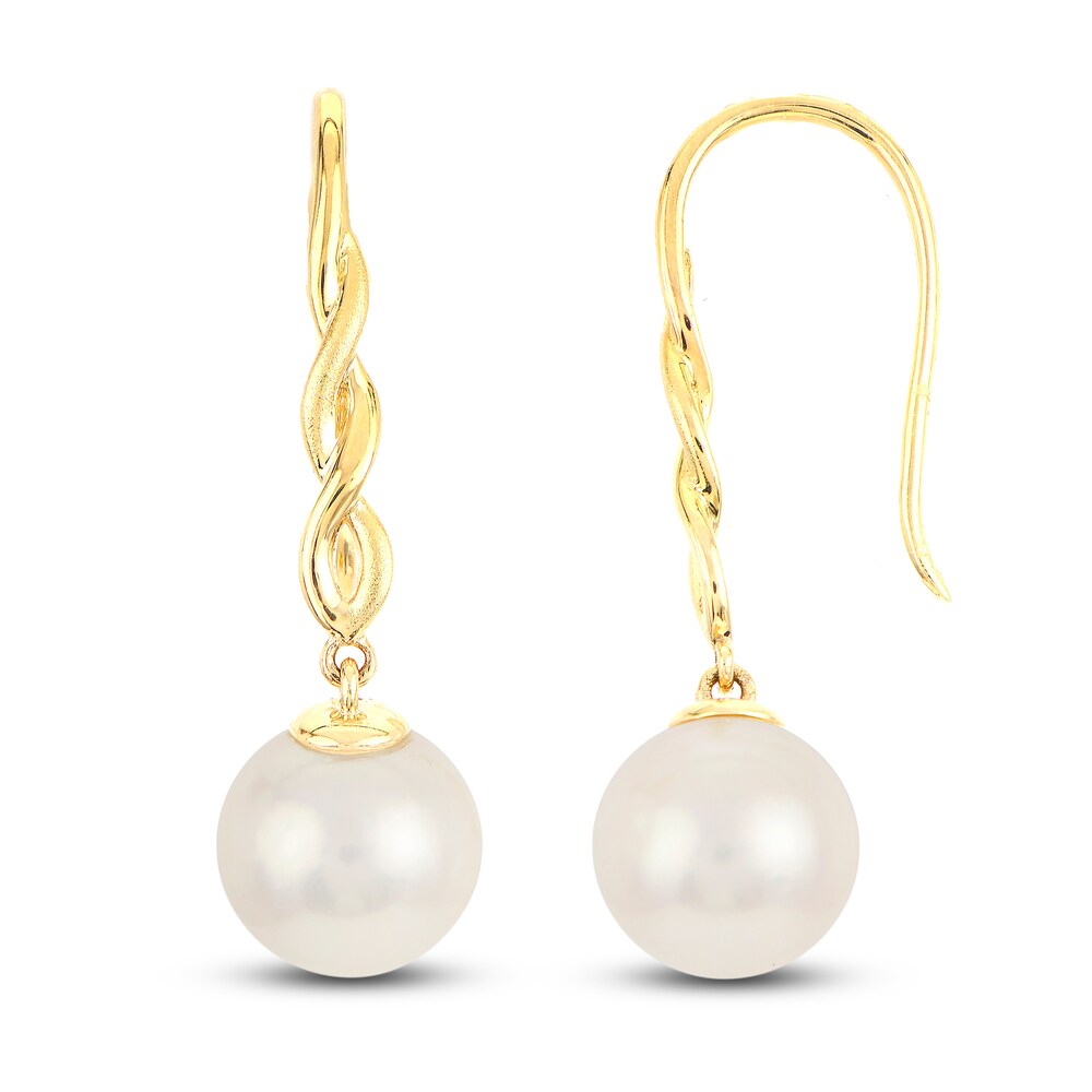 Cultured Freshwater Pearl Braided Hook Earrings 14K Yellow Gold lbvRAT45