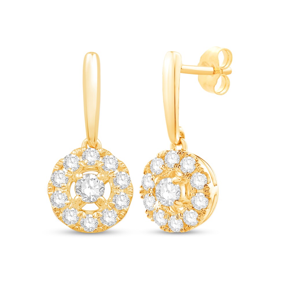 Hearts Desire Diamond Earrings 3/4 ct tw Round 18K Yellow Gold lhovNgmz