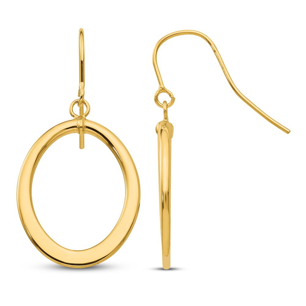 Tapered Flat Oval Dangle Earrings 14K Yellow Gold liSMXsTW