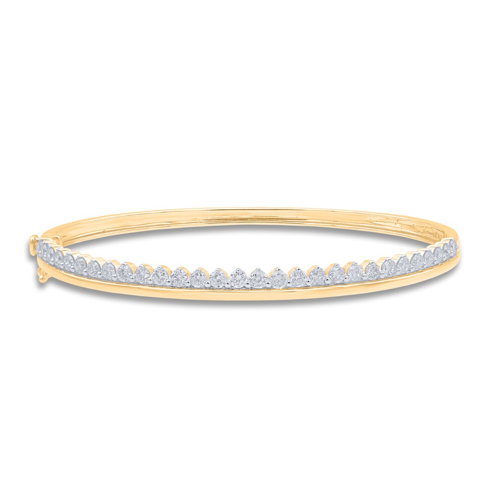 Diamond Bangle Bracelet 1-1/2 ct tw Round 14K Yellow Gold 7" lju5f3Fs